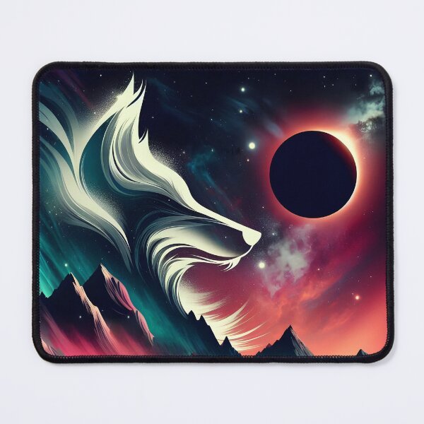Item preview, Northern Lights Wolf and Eclipse, Ai Generated Art designed and sold by ACC .