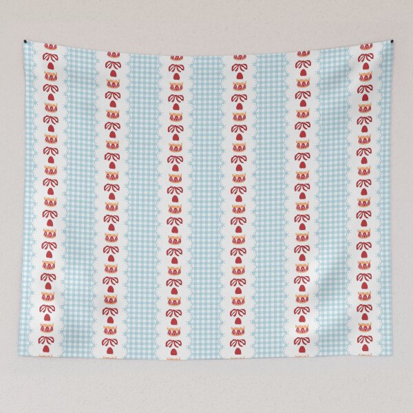 Item preview, Strawberry Shortcake Bows Gingham Pattern designed and sold by Kusaka.art.