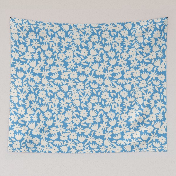 Item preview, Cream Daisies on Blue Floral Pattern designed and sold by Kusaka.art.