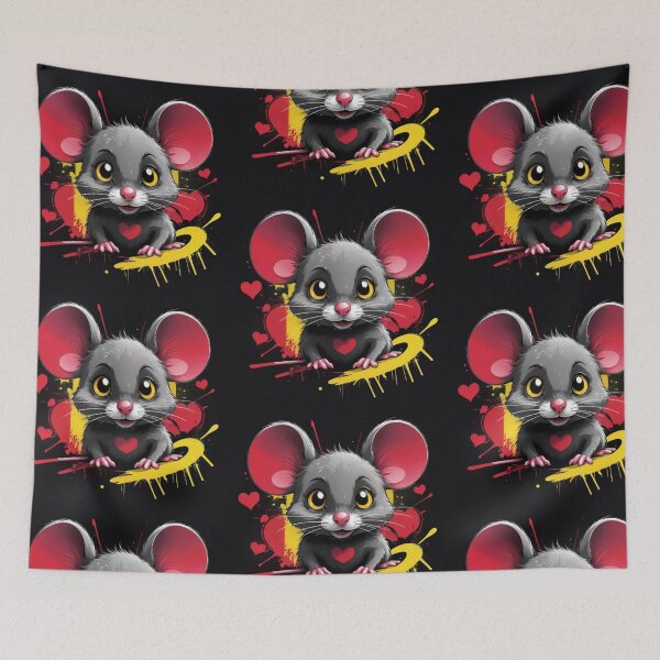 Item preview, Adorable Street Art Mouse: Pop Art Chibi Rodent with Hearts designed and sold by Dreamy Armine Art.