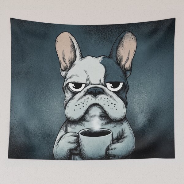Item preview, Dog holding a cup of coffee in art designed and sold by anytka.
