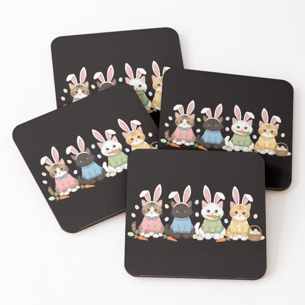 Item preview, Easter Bunny Hand-Painted, Bunny Ear Kittens, Spring Easter Animal Graphic, Girly Easter design, Easter, Retro Easter designed and sold by DesignDenDo ⭐⭐⭐⭐⭐.