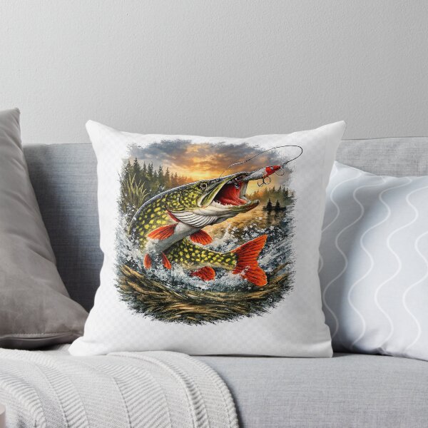 Item preview, Northern Pike Fishing Illustration designed and sold by ViralColor.