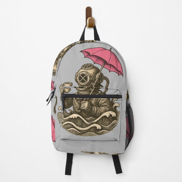 Item preview, Vintage Funny Deep Sea Diver with Umbrella Drinking Tea designed and sold by Shoot-The-Moon.