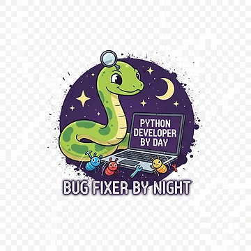 Artwork thumbnail, Python Developer By Day Bug Fixer By Night Cute Snake Sticker | Coding Humor by mdj96