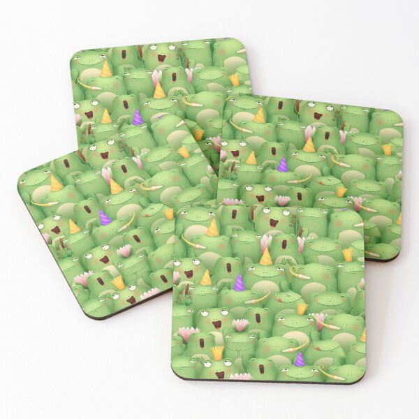 Item preview, A seamless pattern with green frogs designed and sold by PrettyElk.