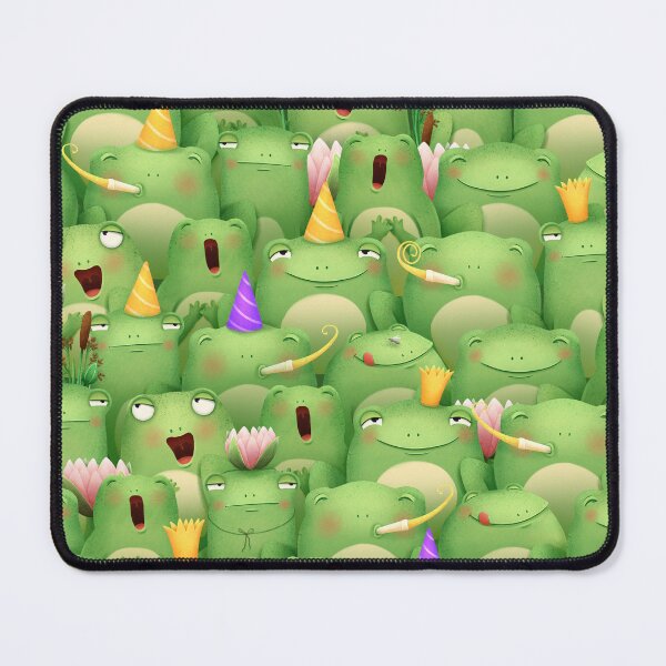 Item preview, A seamless pattern with green frogs designed and sold by PrettyElk.