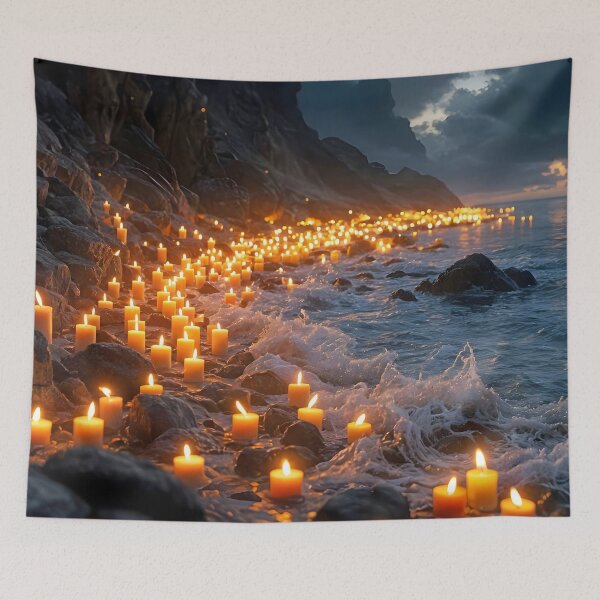 Item preview, A sea of candlelight on the stormy coast designed and sold by MarionsArt.