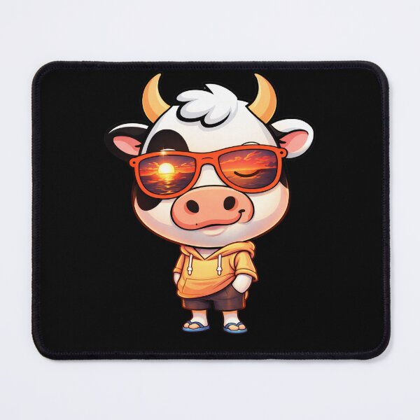 Item preview, Sunset Mood Cow – Cute Chibi Cow Cartoon | Calm Summer Vibes Design designed and sold by ColorSplash123.