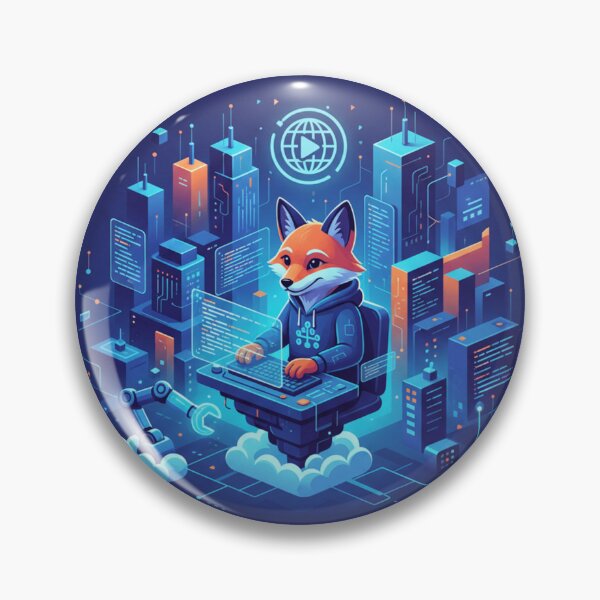 Item preview, Code City Fox Coder Sticker | Futuristic Build the Future Tech Art designed and sold by mdj96.
