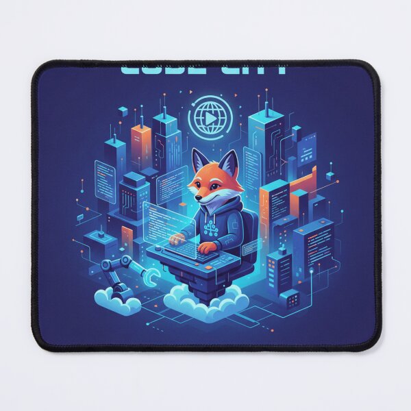 Item preview, Code City Fox Coder Sticker | Futuristic Build the Future Tech Art designed and sold by mdj96.