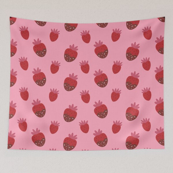 Item preview, Patrón de fresas bañadas en chocolate sobre fondo rosa designed and sold by Kusaka.art.