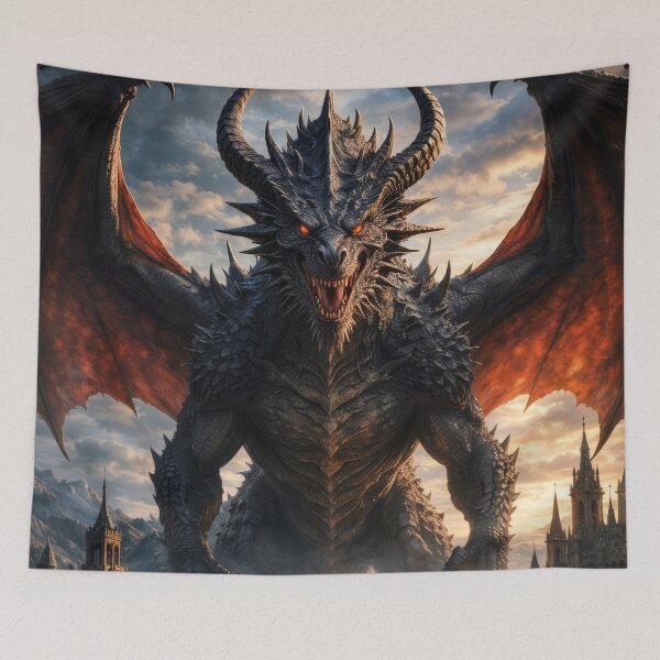 Item preview, Demon King Dragon – Epic Fantasy Battle Guardian Art designed and sold by DrakariArt.
