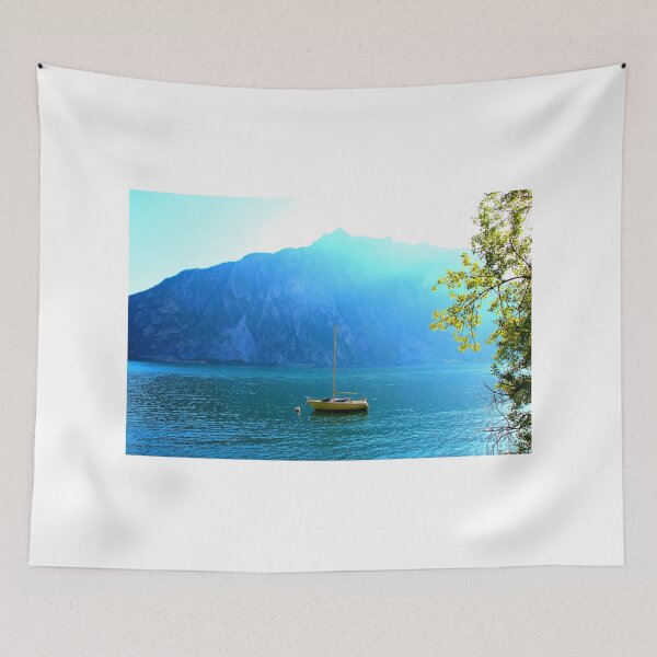 Item preview, View from Lecco at a sailboat moored in Lago di Como designed and sold by Kristina Drozd.