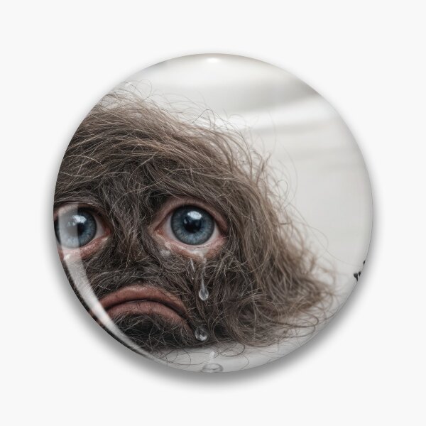 Item preview, Clump of Hair with Sad Face on Bathroom Counter designed and sold by Maria Dryfhout.