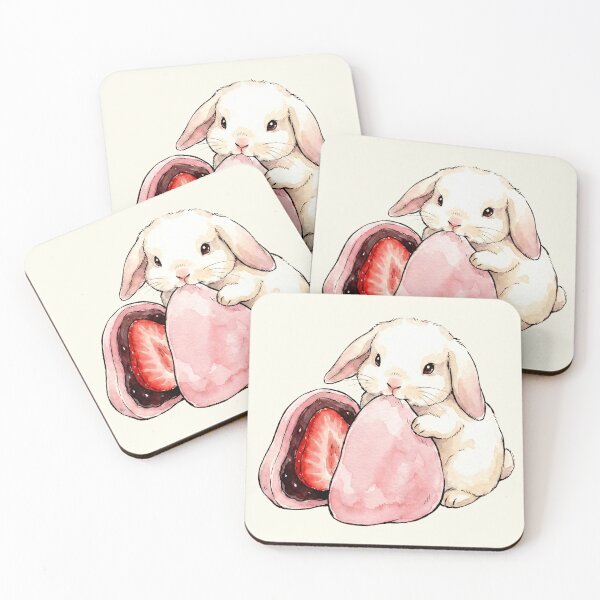 Item preview, Cute Bunny Strawberry Daifuku Mochi Japanese Kawaii designed and sold by Imaginationbeyond.