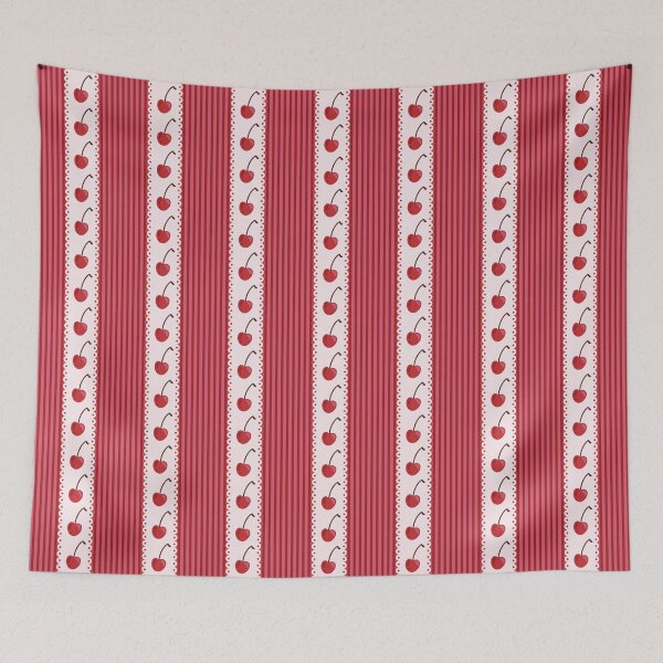 Item preview, Sweet Cherry Lace Stripe Pattern designed and sold by Kusaka.art.