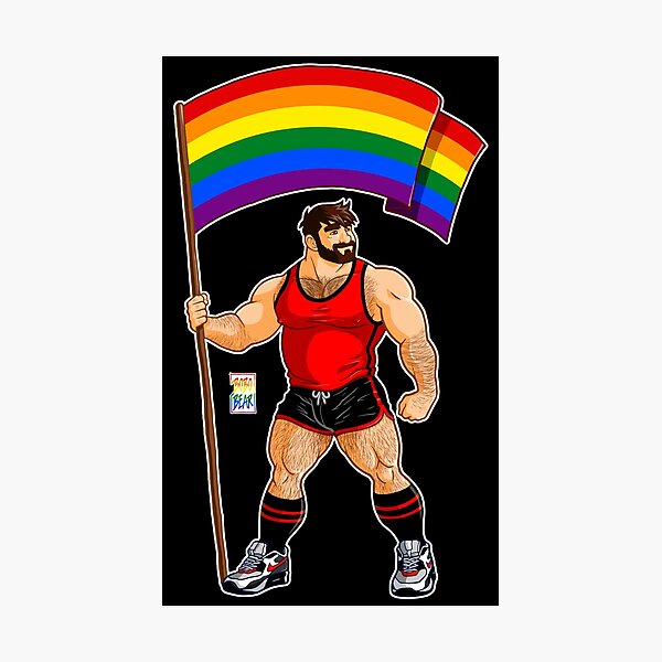 ADAM LIKES PRIDE FLAG - RED OUTFIT Photographic Print