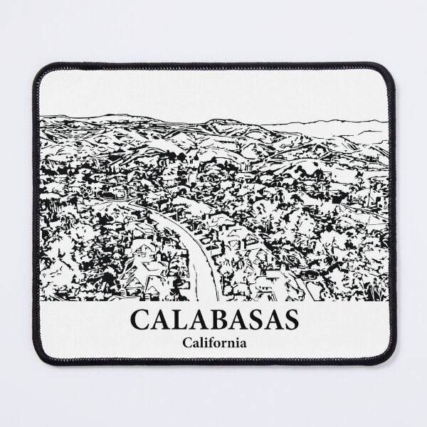 Item preview, Calabasas CA - Ink Cityscape Illustration designed and sold by Lakeric Cityscapes.