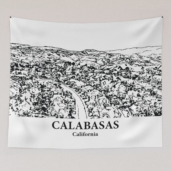 Item preview, Calabasas CA - Ink Cityscape Illustration designed and sold by Lakeric Cityscapes.