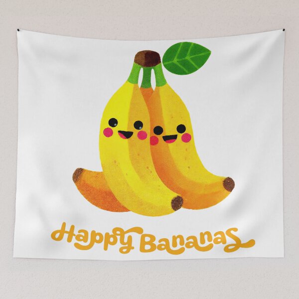 Item preview, Happy Bananas Cheerful Cartoon Fruit Art designed and sold by ForeverPrintsOK.