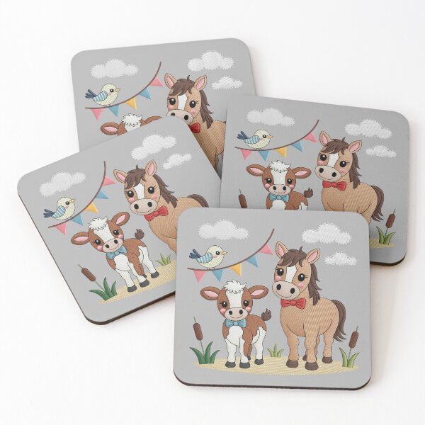 Item preview, Baby Cow and Horse Embroidery Look designed and sold by theartfulaspie.