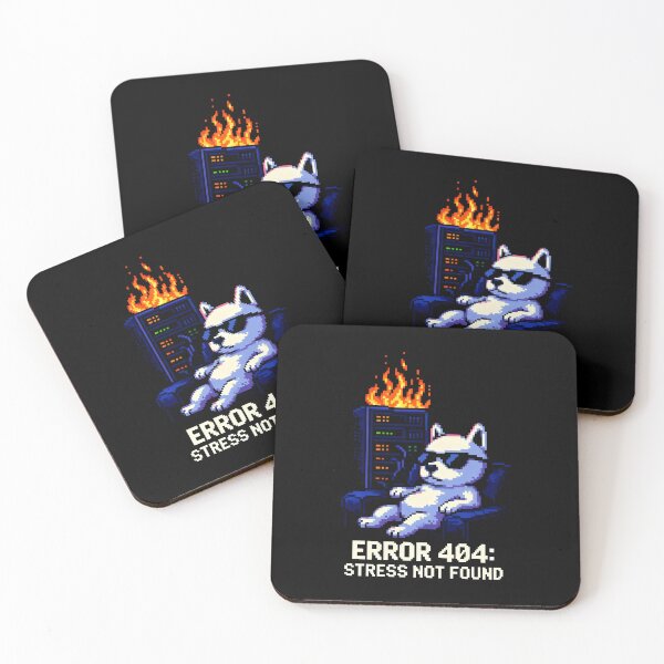 Item preview, Error 404 Stress Not Found Programmer Humor Pixel Art designed and sold by SplashTastic.
