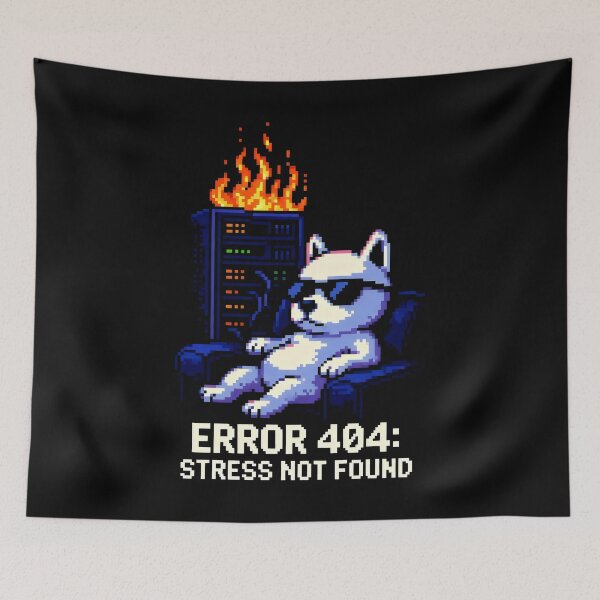 Item preview, Error 404 Stress Not Found Programmer Humor Pixel Art designed and sold by SplashTastic.