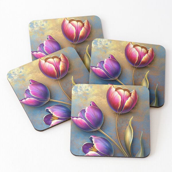 Artikelvorschau, Elegante Tulpen in Lila, Rot und Blau entworfen und verkauft von MargaretWiktor.