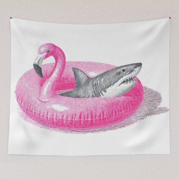 Item preview, Flamingo float with a shark inside designed and sold by anytka.