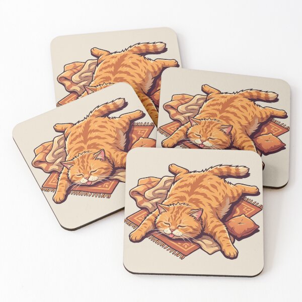 Item preview, The Master of Napping - Lazy Ginger Cat Sleeping on a Rug designed and sold by HappySproutArt.