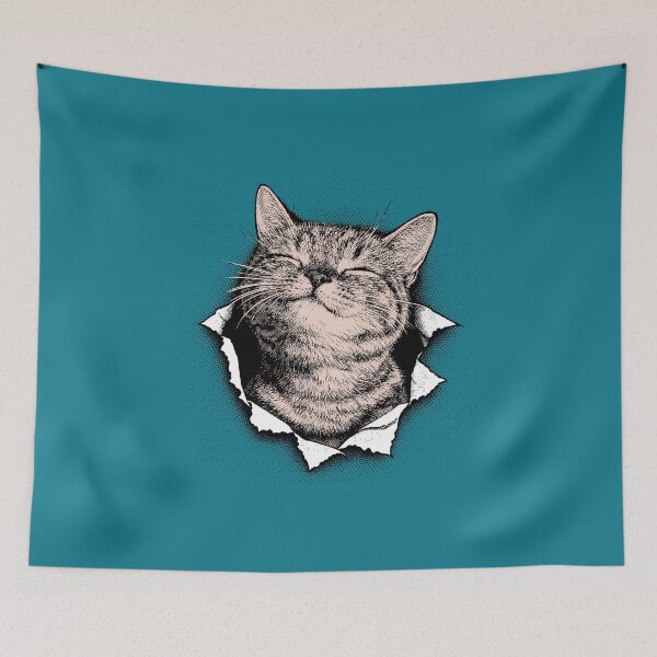 Item preview, Satisfied Grinning Cat Cute Illustration Paper Effect designed and sold by CreareAT.