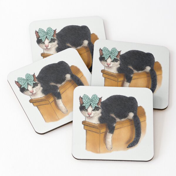 Item preview, Cat with Pretty Polka Dotted Bow designed and sold by JoyfulWhimsy.