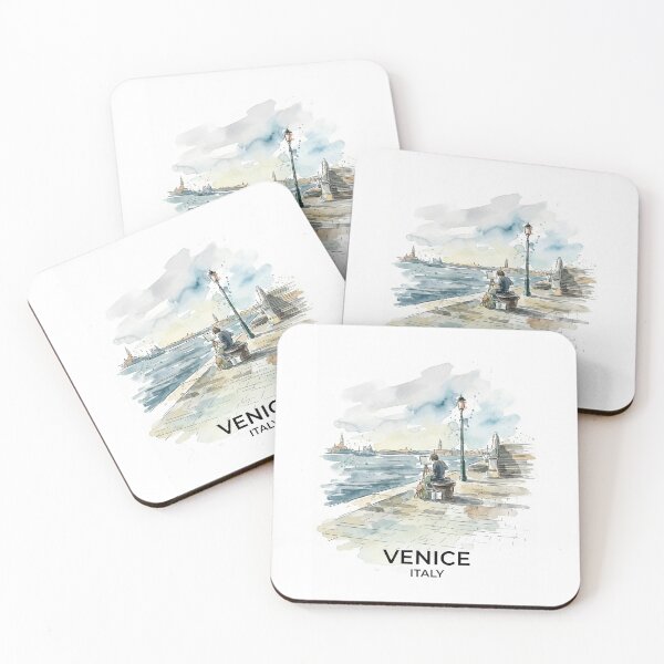 Item preview, Venice Waterfront Painter – Watercolor Travel Illustration designed and sold by clausbjoern.