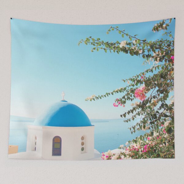 Item preview, Church and flowers in Santorini designed and sold by Sasas Design.