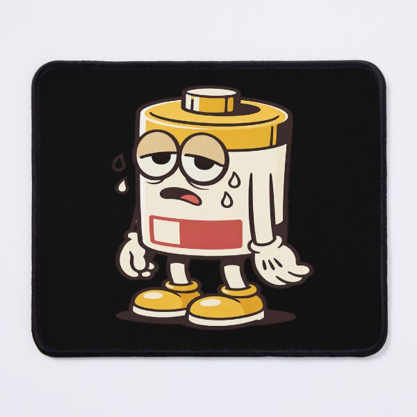 Item preview, Tired Battery Cartoon Character designed and sold by Modern Badge.