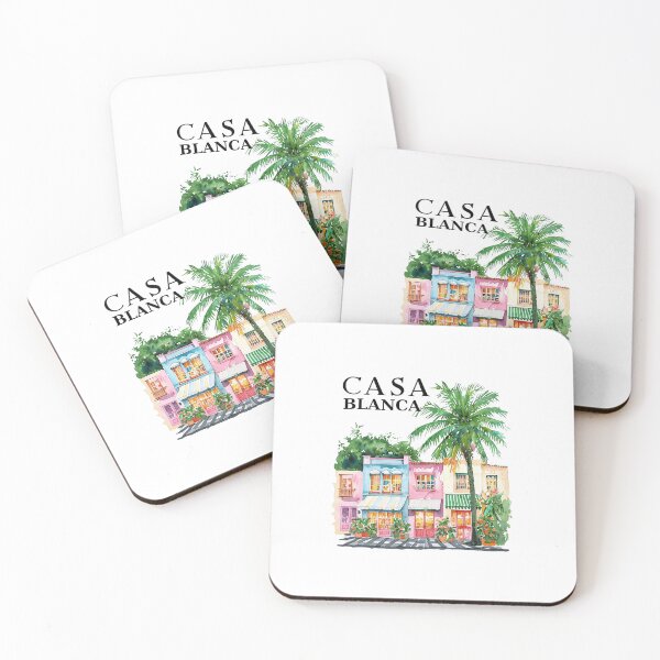 Item preview, Casablanca Morocco Watercolor — Vibrant Mediterranean Storefront & Palm Tree designed and sold by Colorful-Garden.