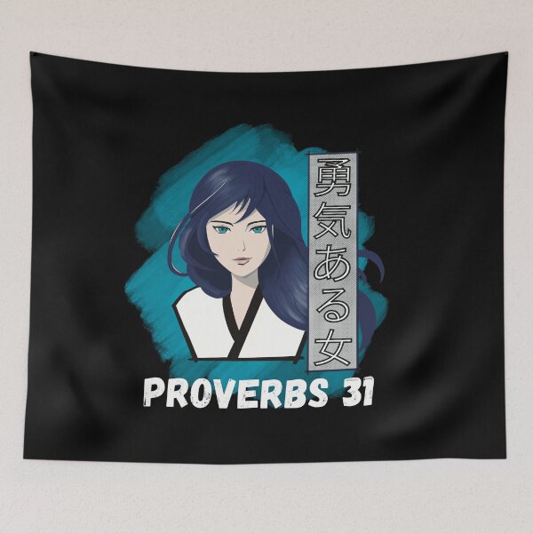 Item preview, Proverbs 31 Woman of Valor | Anime Art | Bible Verse Inspirational Japanese Kanji  designed and sold by FruitfullyC.