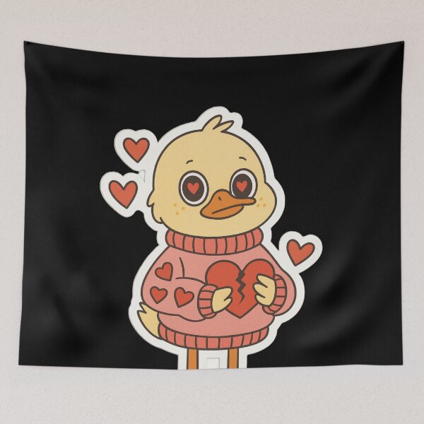 Item preview, Sad Cute Duckling Broken Heart Retro Kawaii Aesthetic Sticker designed and sold by TSE DESIGN.
