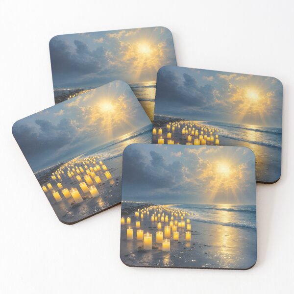 Item preview, A sea of candlelight on the beach at sunset designed and sold by MarionsArt.