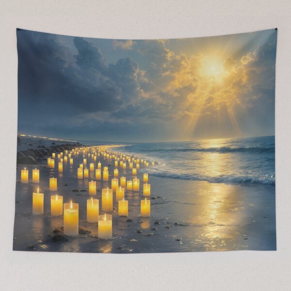 Item preview, A sea of candlelight on the beach at sunset designed and sold by MarionsArt.