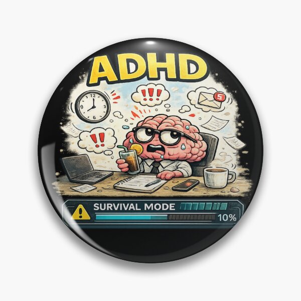 Item preview, ADHD Survival Mode Funny Brain Work Stress Design designed and sold by FeralMindStudio.
