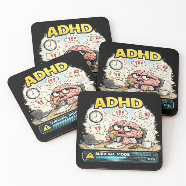 Item preview, ADHD Survival Mode Funny Brain Work Stress Design designed and sold by FeralMindStudio.