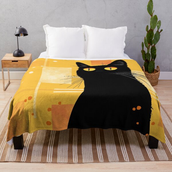 Item preview, Black Cat with Abstract Yellow Background designed and sold by Andrew Hitchen.