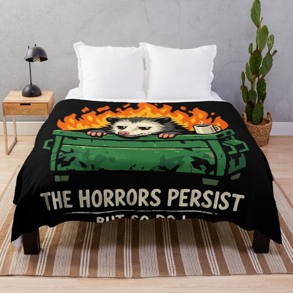Item preview, The Horrors Persist But So Do I – Trash Fire Opossum designed and sold by FamaPod.