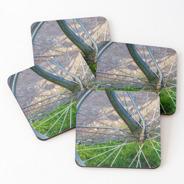 Item preview, Close Up Of A Bicycle Wheel And Spokes With Green Frame In Outdoor Setting designed and sold by Nmallia.