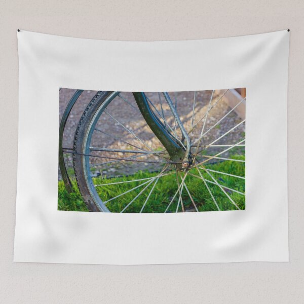 Item preview, Close Up Of A Bicycle Wheel And Spokes With Green Frame In Outdoor Setting designed and sold by Nmallia.