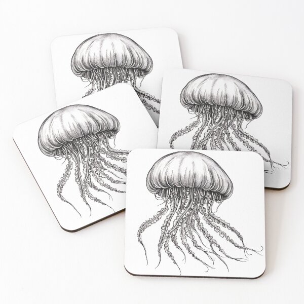 Item preview, Black and white jellyfish drawing designed and sold by Pencil-Art.