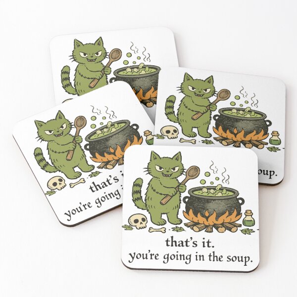 Item preview, That’s It, You’re Going In The Soup – Grumpy Green Cat designed and sold by FamaPod.