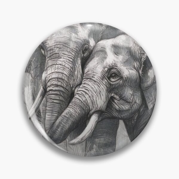 Item preview, Realistic Elephants pencil drawing designed and sold by Pencil-Art.